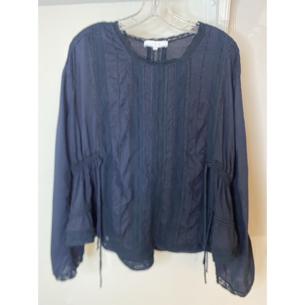 IRO Black Long Sleeve Lace Cinch Waist Top 36 US 6